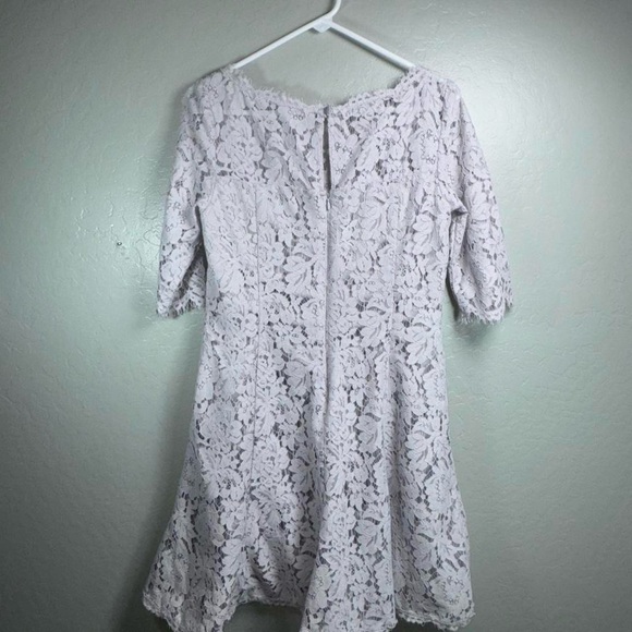 Eliza J Gray Lace Fit & Flare Dress – Elegant Cocktail / Occasion - Picture 3 of 5